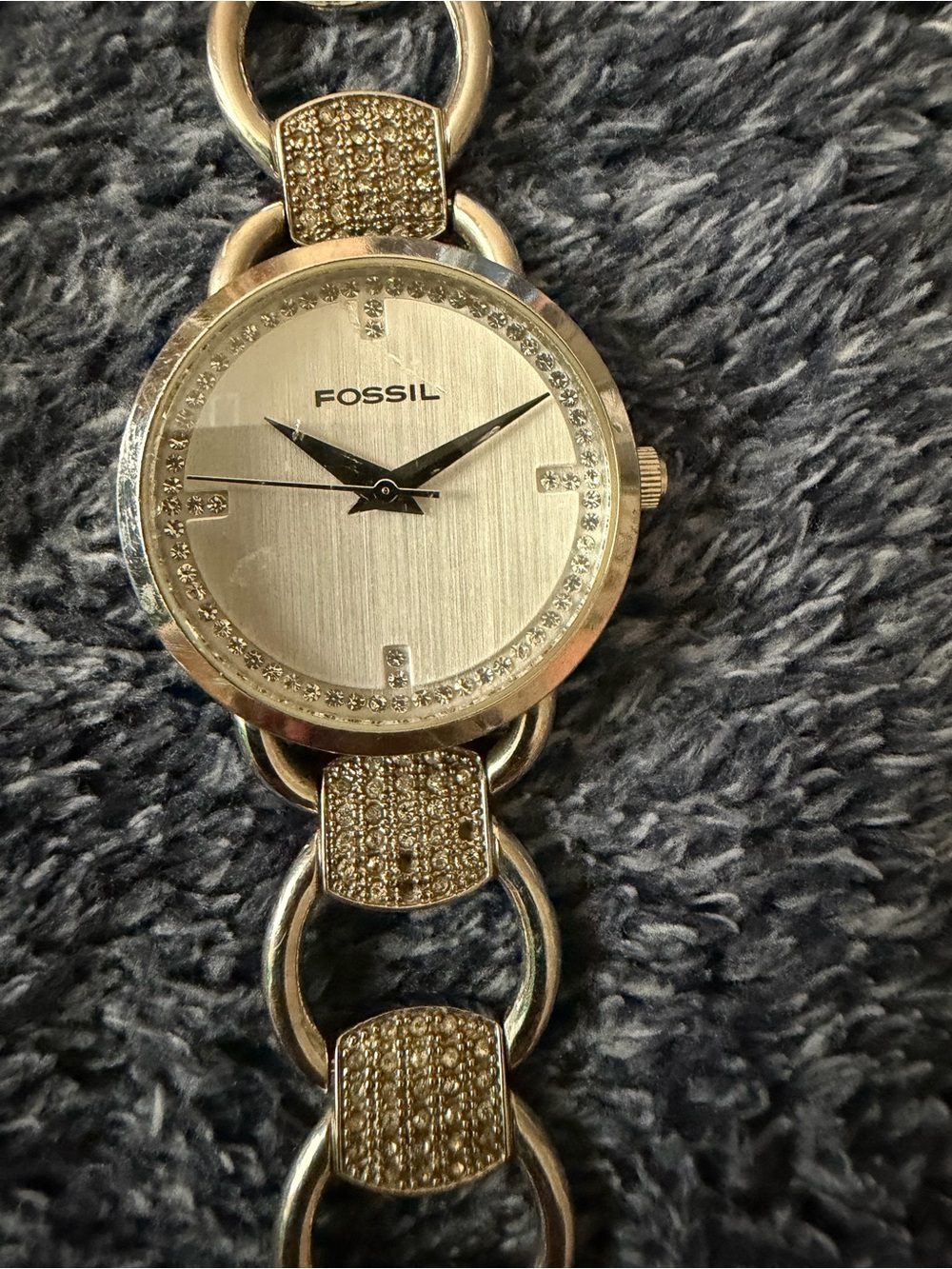 Fossil F2 Watch: Silver Tone Pave Crystal Bezel, 7" Band